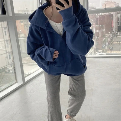 Grace - Cropped Hoodie mit asymmetrischem Reißverschluss