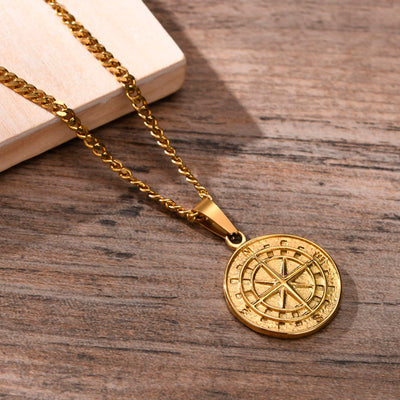 Leo - Nautical Compass Pendant Necklace in Various Finishes