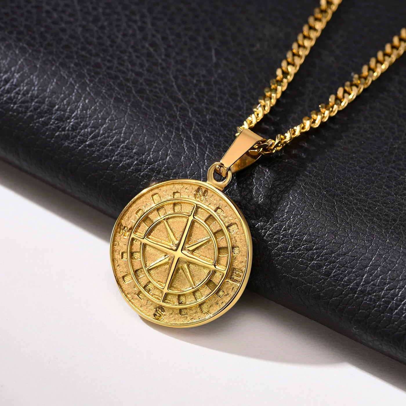 Leo - Nautical Compass Pendant Necklace in Various Finishes