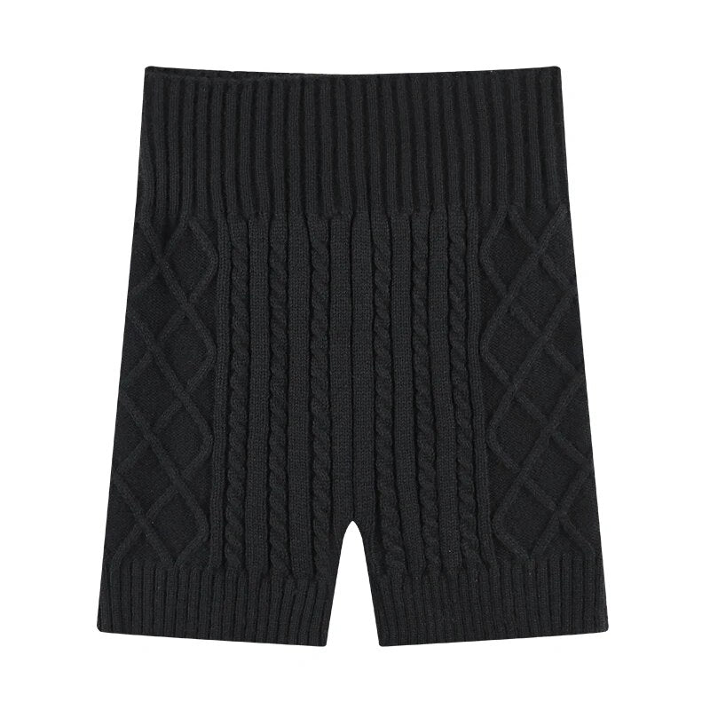 Sienna - Gestrickte Shorts mit hohem Bund und Zopfmuster