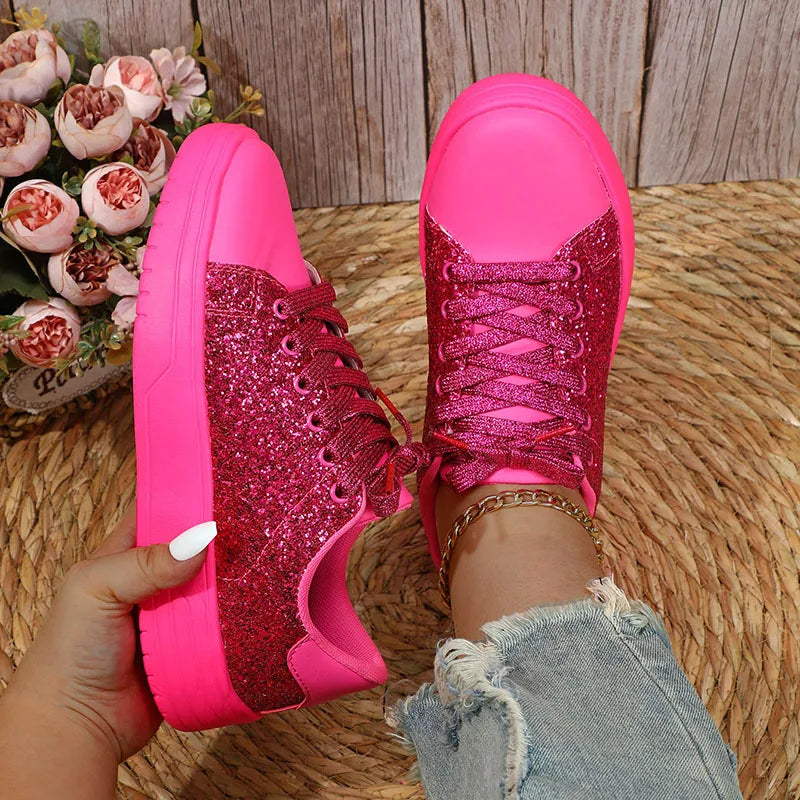 Ava - Glitzernde Sneaker mit Dicker Sohle und Ketten-Detail