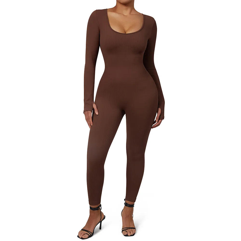 Valentina - Nahtloser Gerippter Bodycon-Jumpsuit