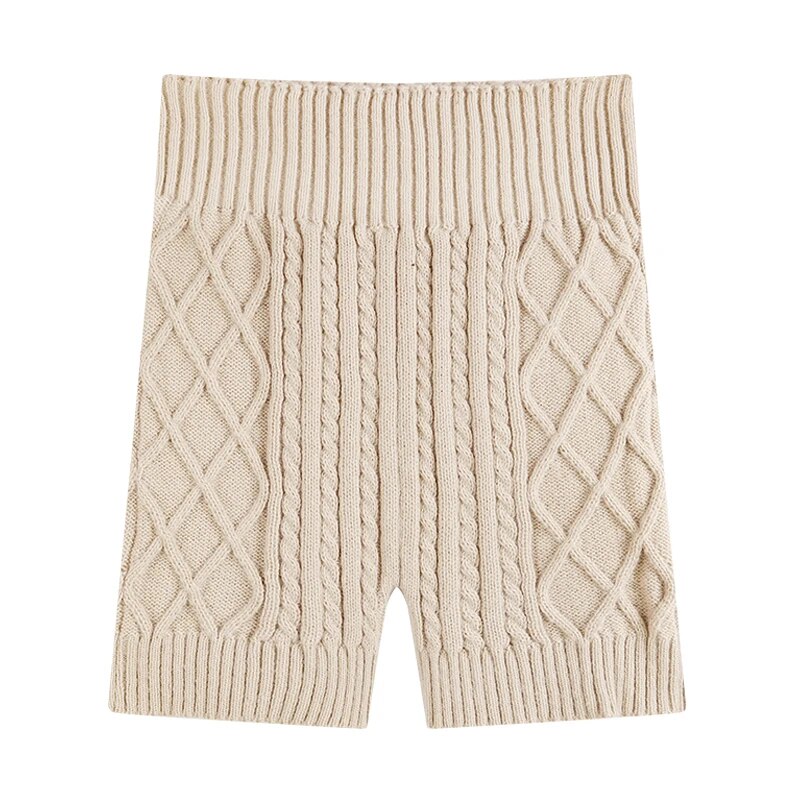 Sienna - Gestrickte Shorts mit hohem Bund und Zopfmuster