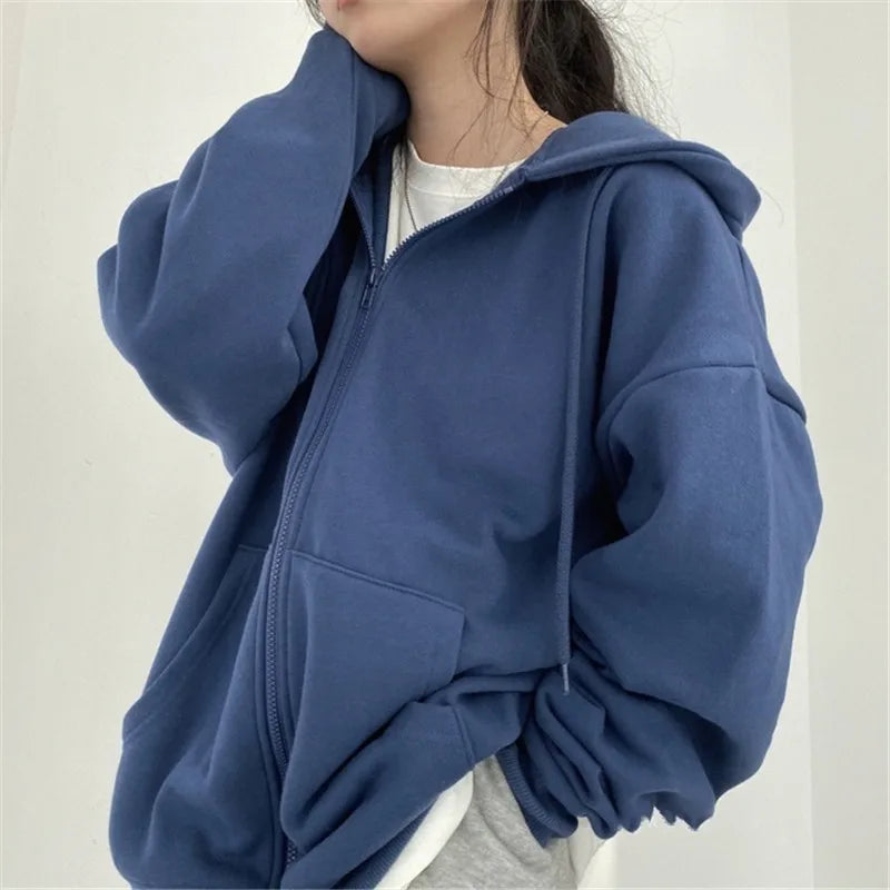 Grace - Cropped Hoodie mit asymmetrischem Reißverschluss