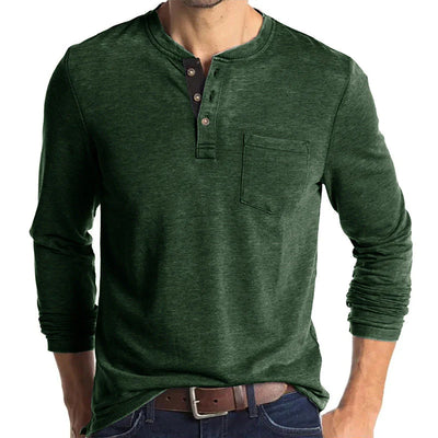 Denzel - Lässiges Henley-Langarmshirt mit Tasche