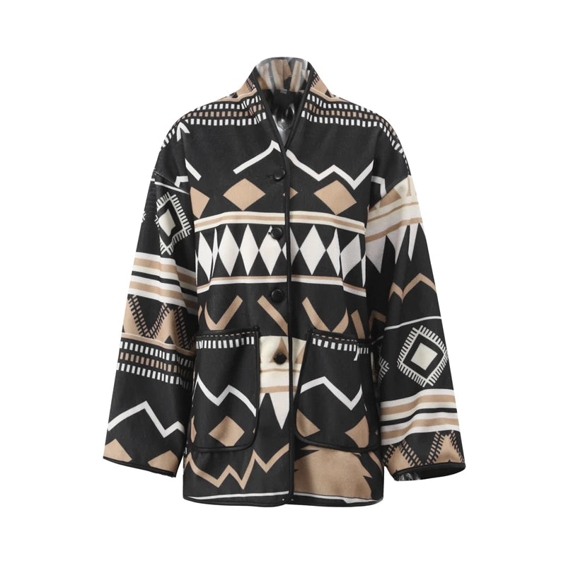 Bianca - Strickjacke aus Fleece mit geometrischem Muster