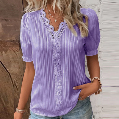 Quia - Plissierte Bluse mit Spitzendetails