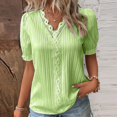 Quia - Plissierte Bluse mit Spitzendetails