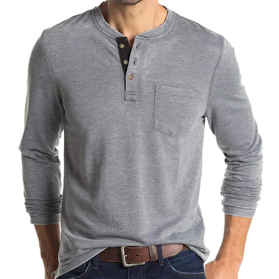 Denzel - Lässiges Henley-Langarmshirt mit Tasche