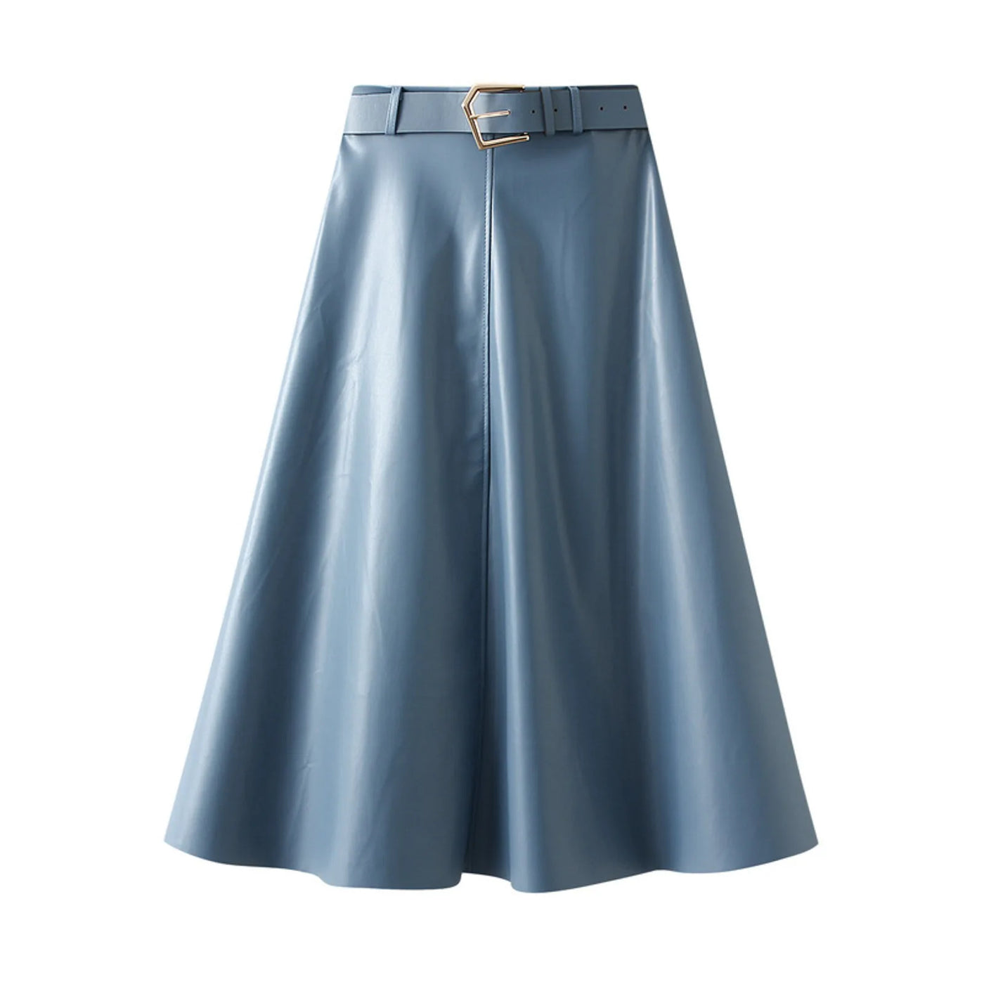 Helena - A-Linien-Lederskirt mit hohem Bund und Gürtel