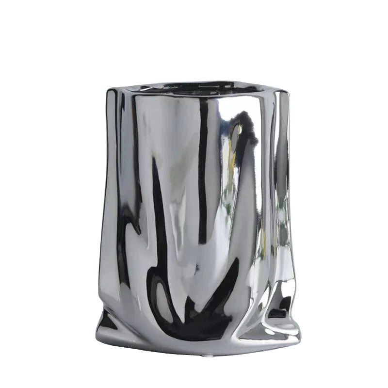 Mirage - Elegante Silberne Reflektierende Vase