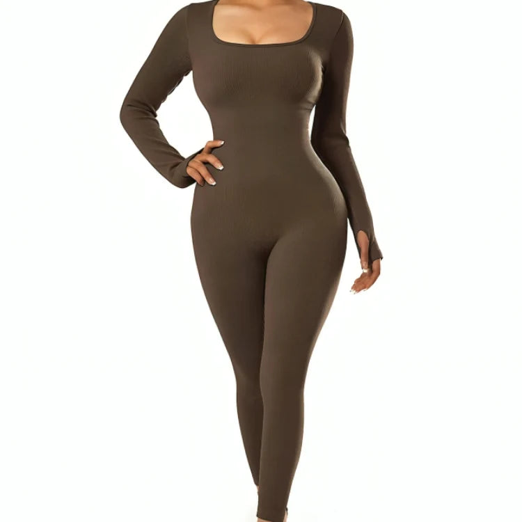 Valentina - Nahtloser Gerippter Bodycon-Jumpsuit