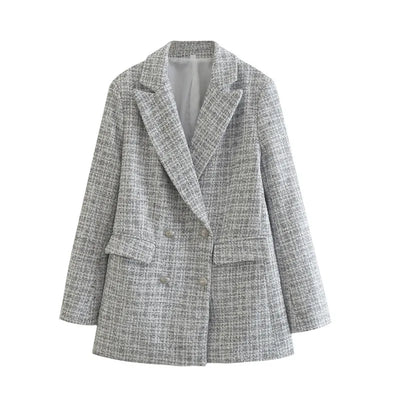 Gabrielle - Schicker Tweed-Longblazer mit doppelter Knopfleiste