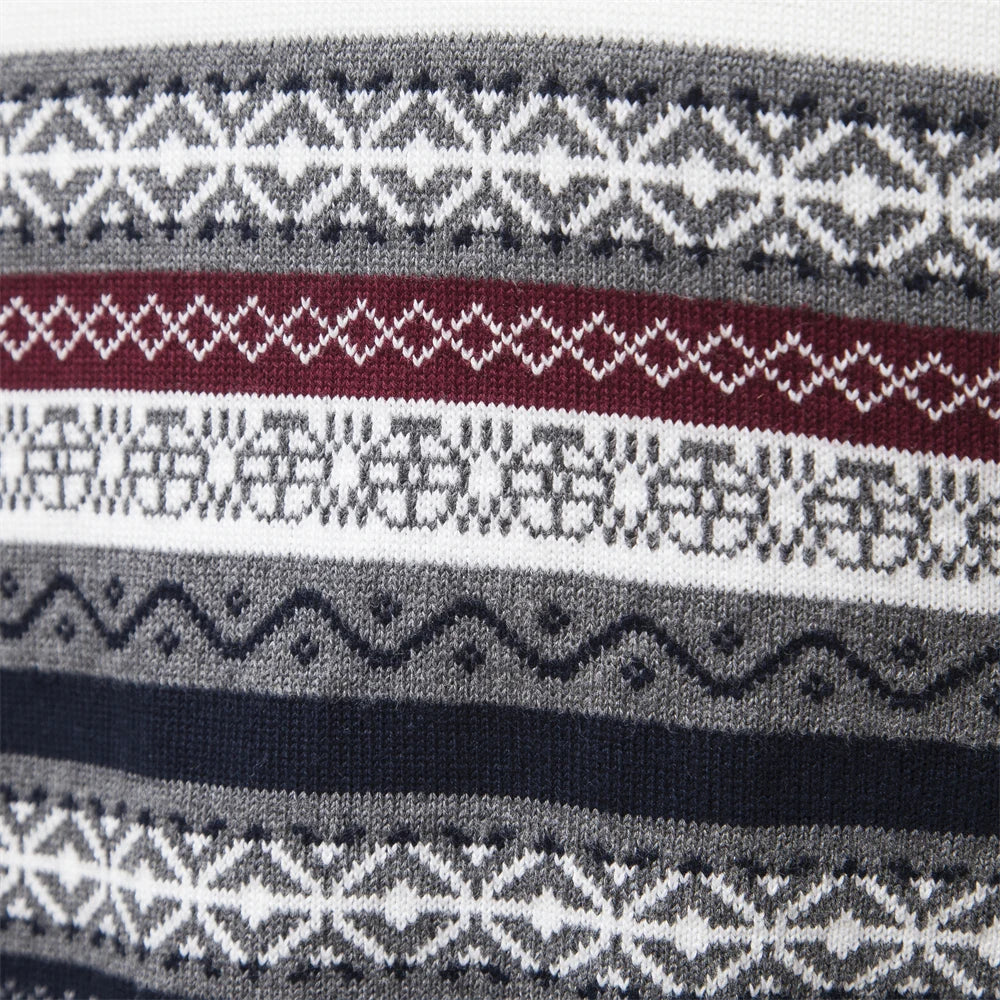 Finley - Halb-Reißverschluss Pullover mit nordischem Muster