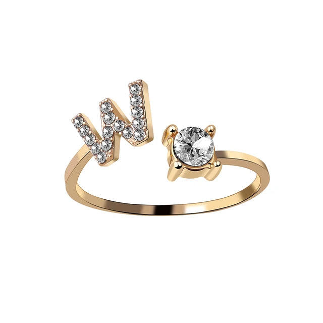 Ava - Personalisierter Initialen-Ring mit Solitär-Diamant