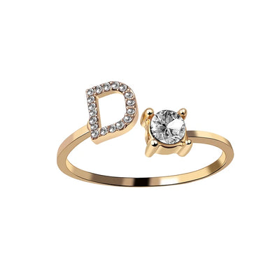 Ava - Personalisierter Initialen-Ring mit Solitär-Diamant