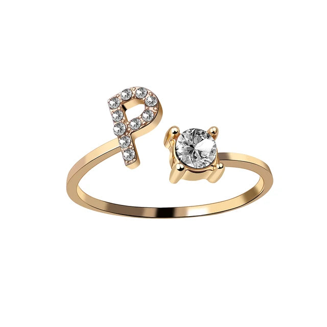 Ava - Personalisierter Initialen-Ring mit Solitär-Diamant