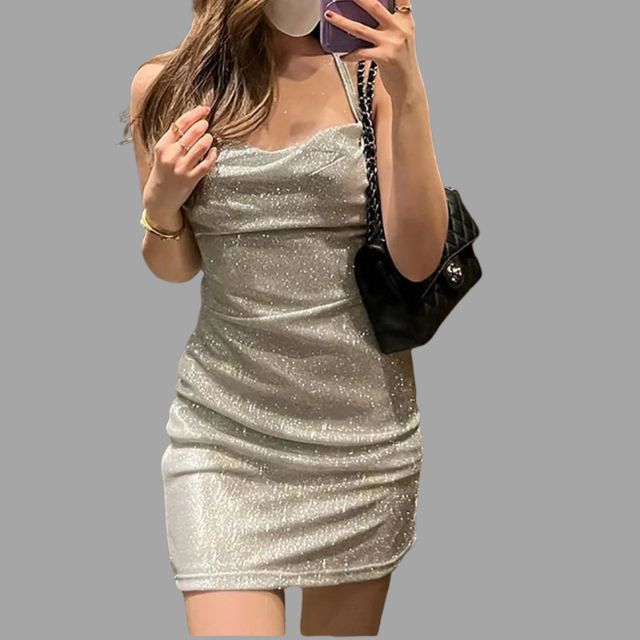 Mirabelle - Glitzerndes Bodycon-Kleid mit Spaghettiträgern