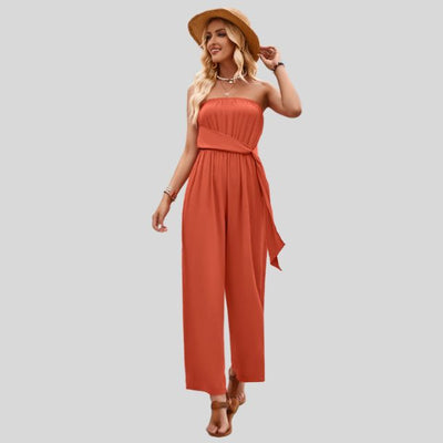 Olivia - Schulterfreier Jumpsuit mit Taillenbindung