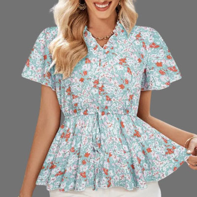 Eleanor - Florale Peplum-Bluse mit V-Ausschnitt