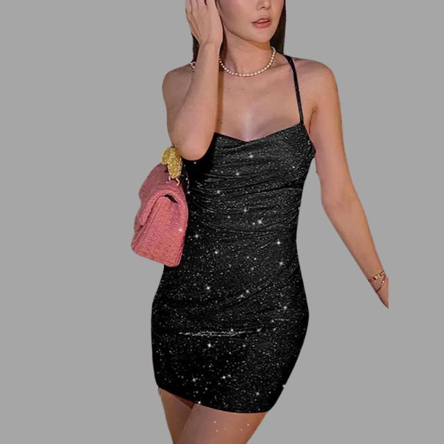 Mirabelle - Glitzerndes Bodycon-Kleid mit Spaghettiträgern