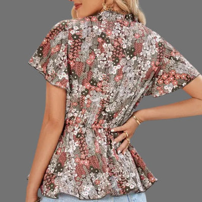 Eleanor - Florale Peplum-Bluse mit V-Ausschnitt