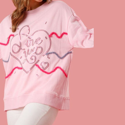 Eloise- Pailletten-Sweatshirt mit Love You Grafik