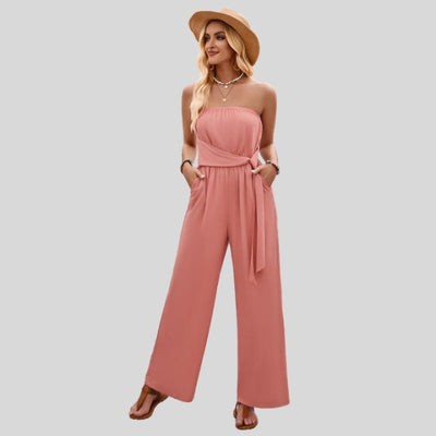 Olivia - Schulterfreier Jumpsuit mit Taillenbindung