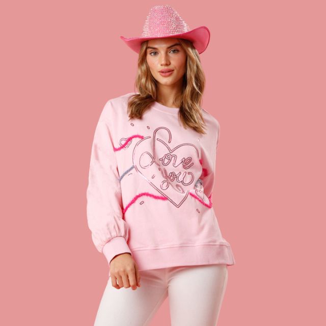 Eloise- Pailletten-Sweatshirt mit Love You Grafik