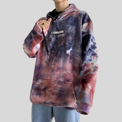 Azure - Lässiger Tie Dye Samt Fleece Hoodie mit Fronttasche