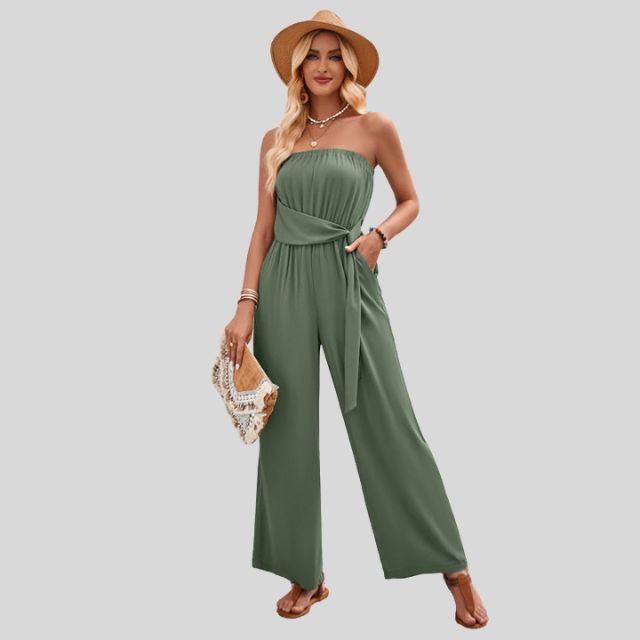 Olivia - Schulterfreier Jumpsuit mit Taillenbindung