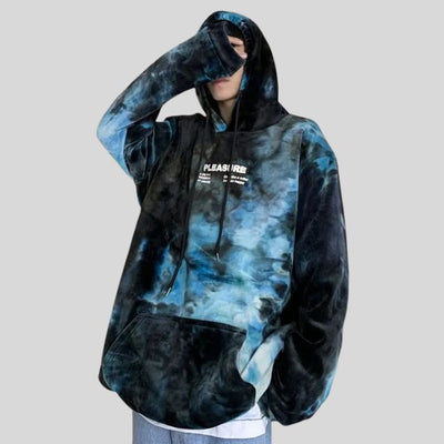 Azure - Lässiger Tie Dye Samt Fleece Hoodie mit Fronttasche