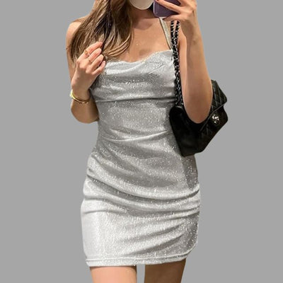 Mirabelle - Glitzerndes Bodycon-Kleid mit Spaghettiträgern