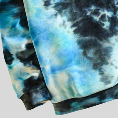 Azure - Lässiger Tie Dye Samt Fleece Hoodie mit Fronttasche