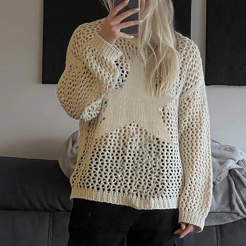 Fiona - Oversized Pullover mit Lochstrick