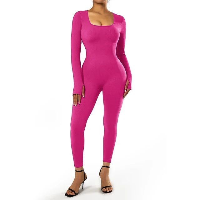 Valentina - Nahtloser Gerippter Bodycon-Jumpsuit