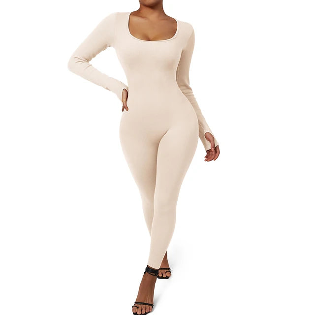 Valentina - Nahtloser Gerippter Bodycon-Jumpsuit