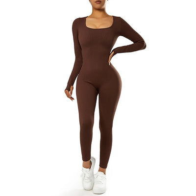 Valentina - Nahtloser Gerippter Bodycon-Jumpsuit