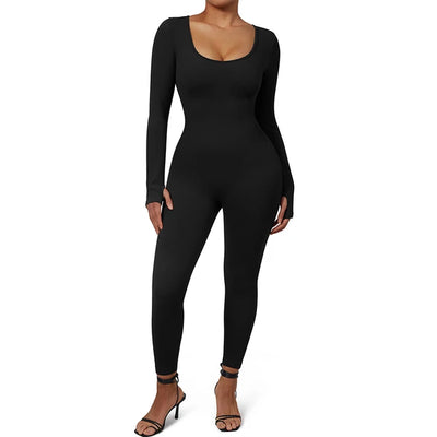 Valentina - Nahtloser Gerippter Bodycon-Jumpsuit