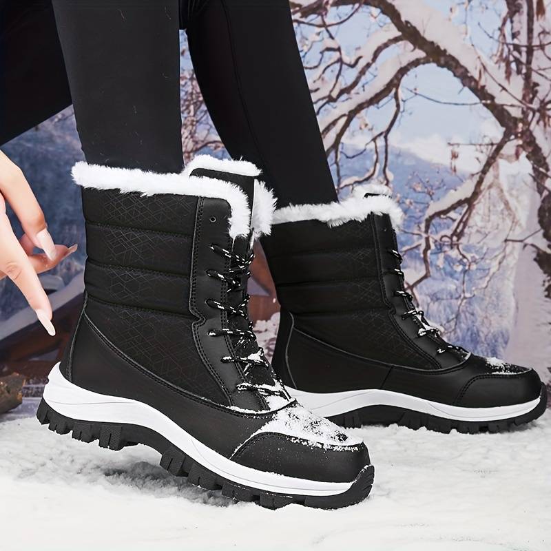 Evelyn - Schnür-Winterstiefel mit Kunstfellbesatz