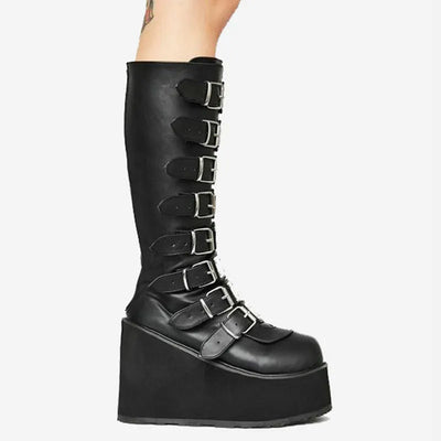 Bree - Schnalle Zip Up Chunky High Heel Stiefel