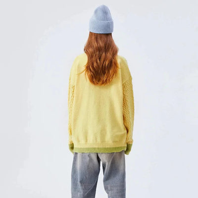 Sabrina - Zopfstrickpullover mit Pastell-Wolkenmotiv