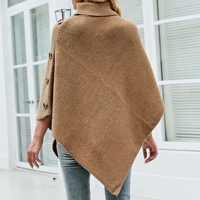 Naomi - Poncho mit Rollkragen und seitlicher Knopfleiste