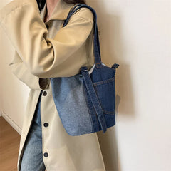 Bianca - Lässige Denim-Schultertasche mit Patchwork-Design