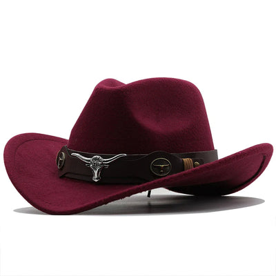 Maverick - Western-Stil Filzhut mit Stier-Schnallenband